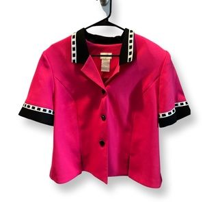 Vintage Hot Pink Retro Short Sleeve Bolero Blazer